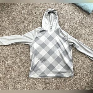 FootJoy Grey Checkered 100% Polyester Pullover with Hood. GUC. Size large